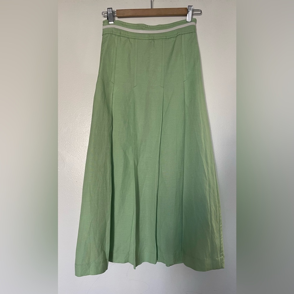 Gucci Green Viscose & Linen Pleated Skirt pre-owned size S - Picture 7 of 11